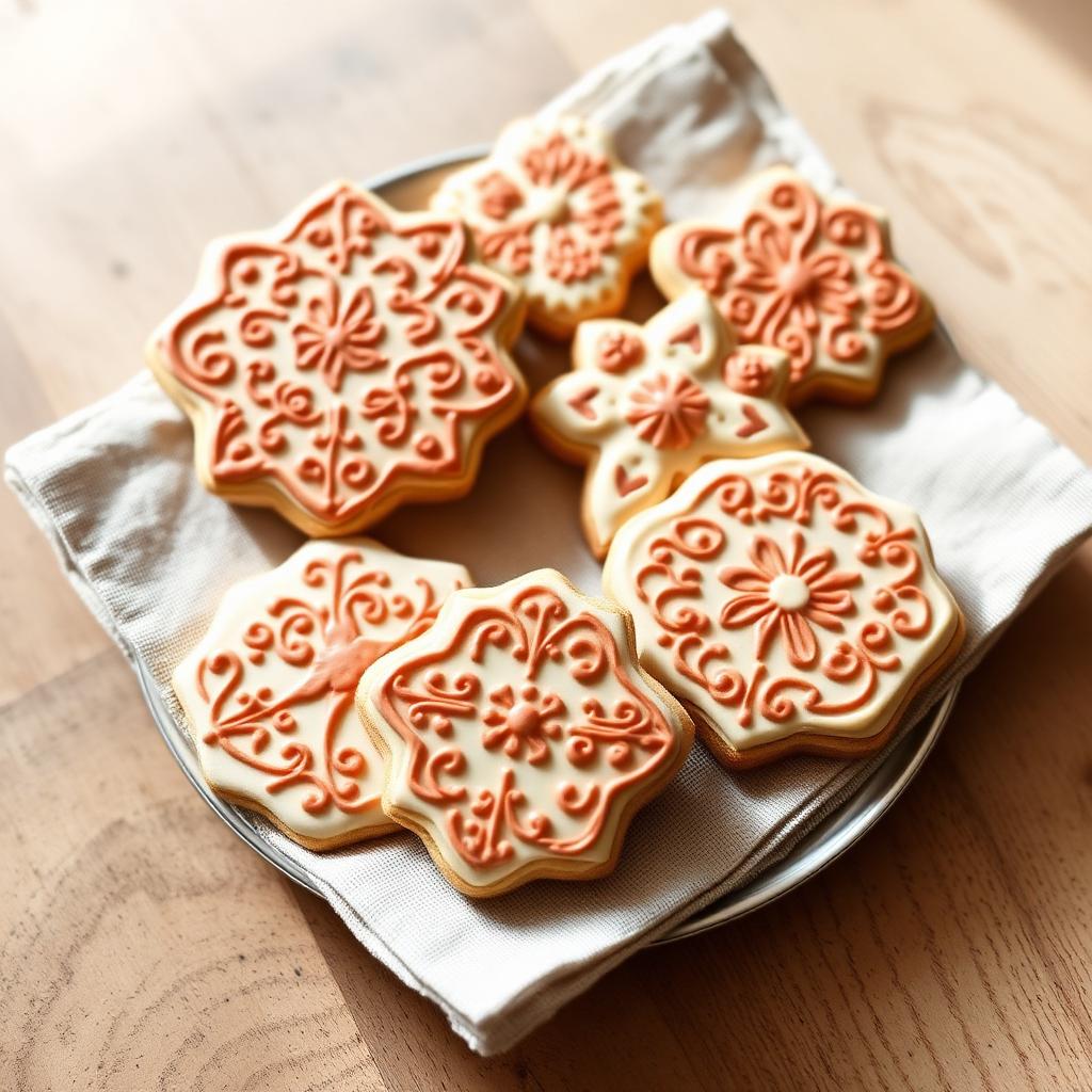 Custom decorated sugar cookies with intricate royal icing