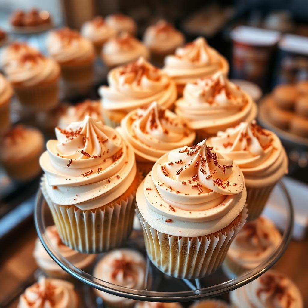 Beautifully decorated cupcakes on a tiered stand